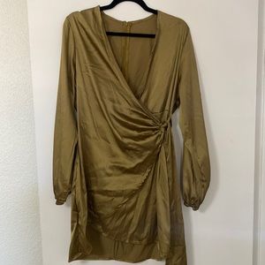 Silk green wrap dress